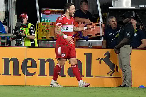Rafael Czichos reacts after scoring a goal against Inter Miami